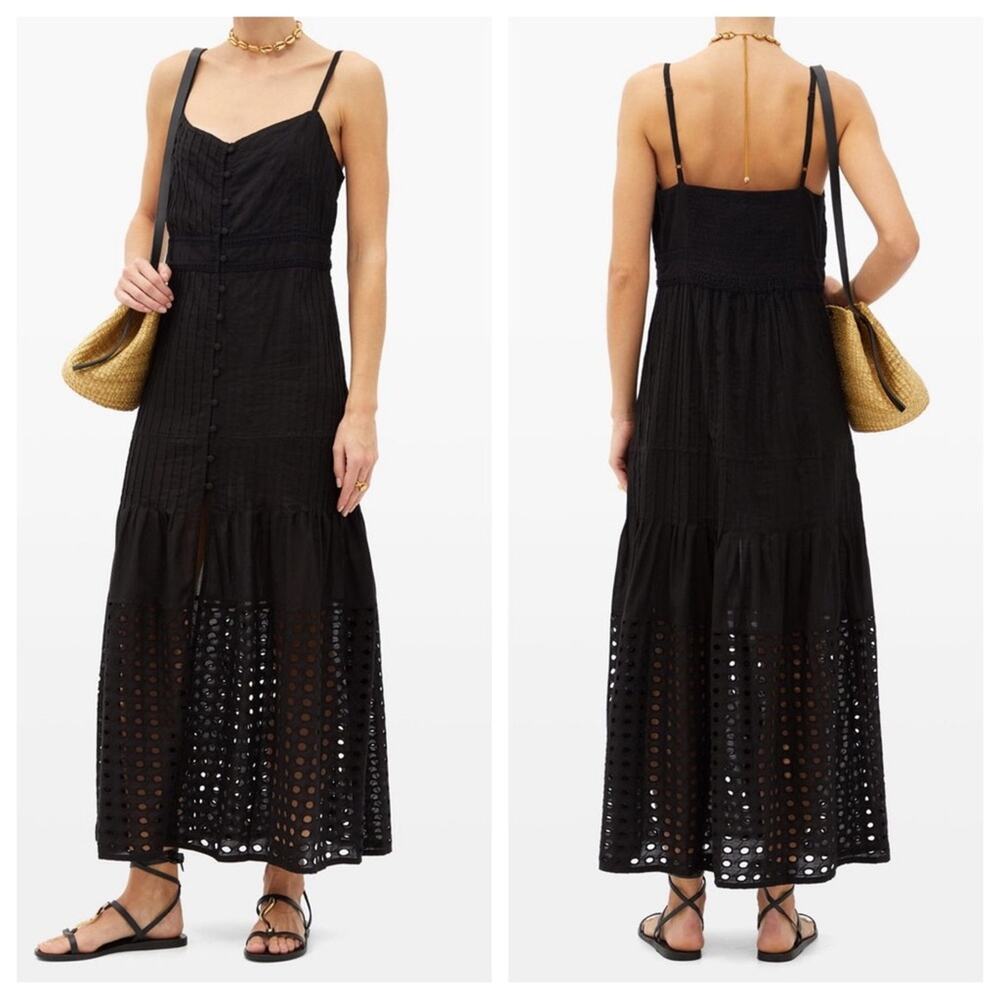 Solid & Striped | Women’s The Tilda Pintuck-Pleated Cotton-Poplin Dress Black L